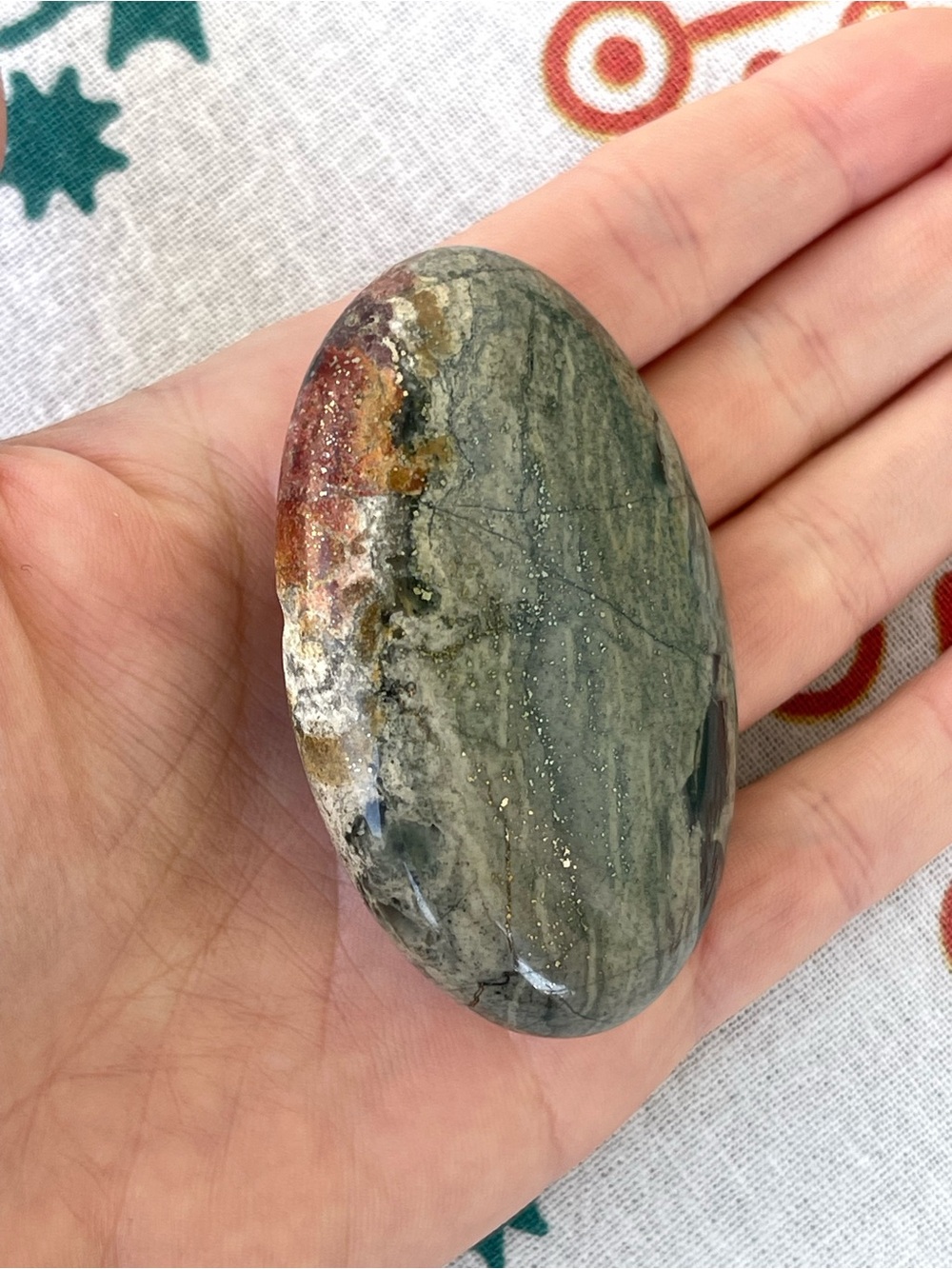 Polished Ocean Jasper Stone Palm Rock